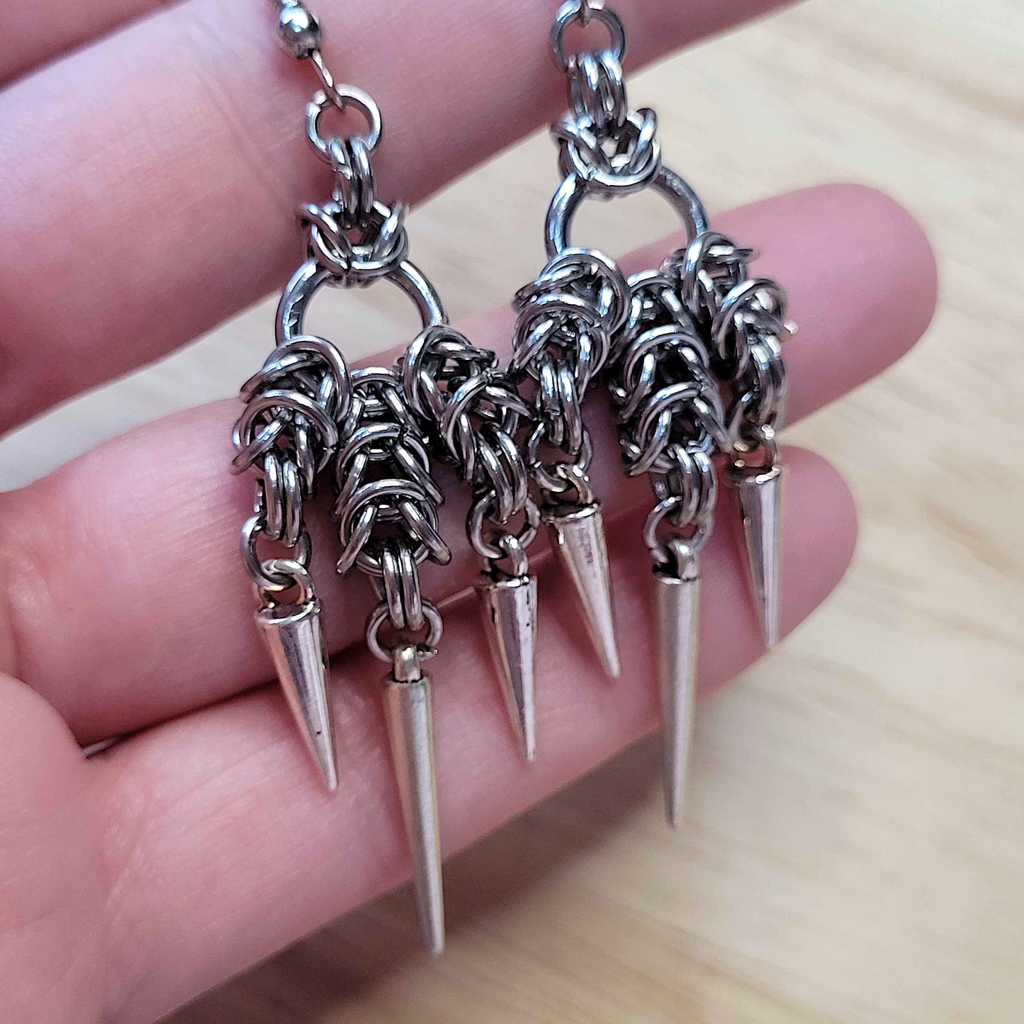 Triple box chain earrings