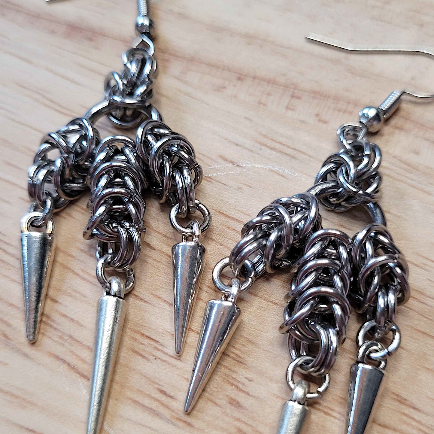 Triple box chain earrings