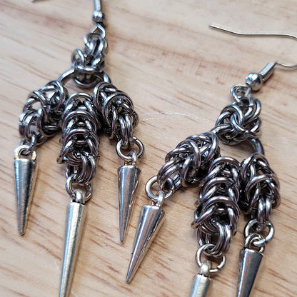 Triple box chain earrings